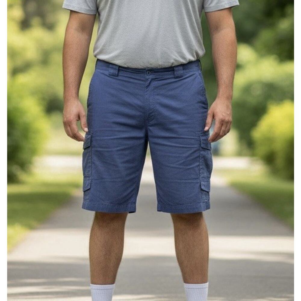Big Mens Size 52 Roundtree & Yorke Cargo Shorts Cotton 12.5 Inseam Indigo 28 L